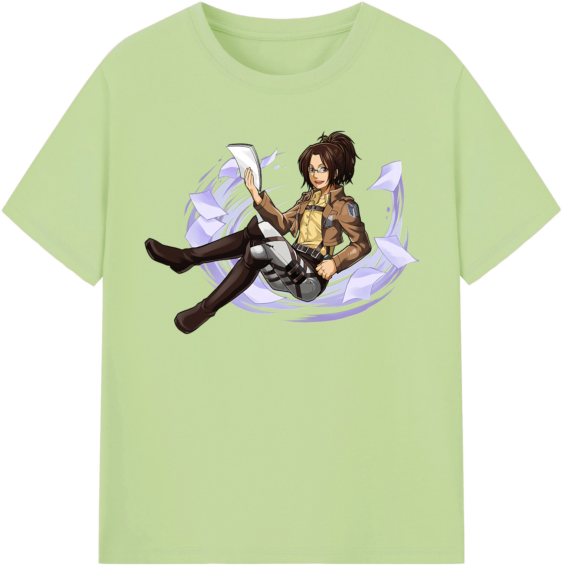 （画像用） 進撃の巨人 ハンジ·ゾエ Attack on Titan Hanji Zoe 綿100％半袖Tシャツ（フロントプリント）
